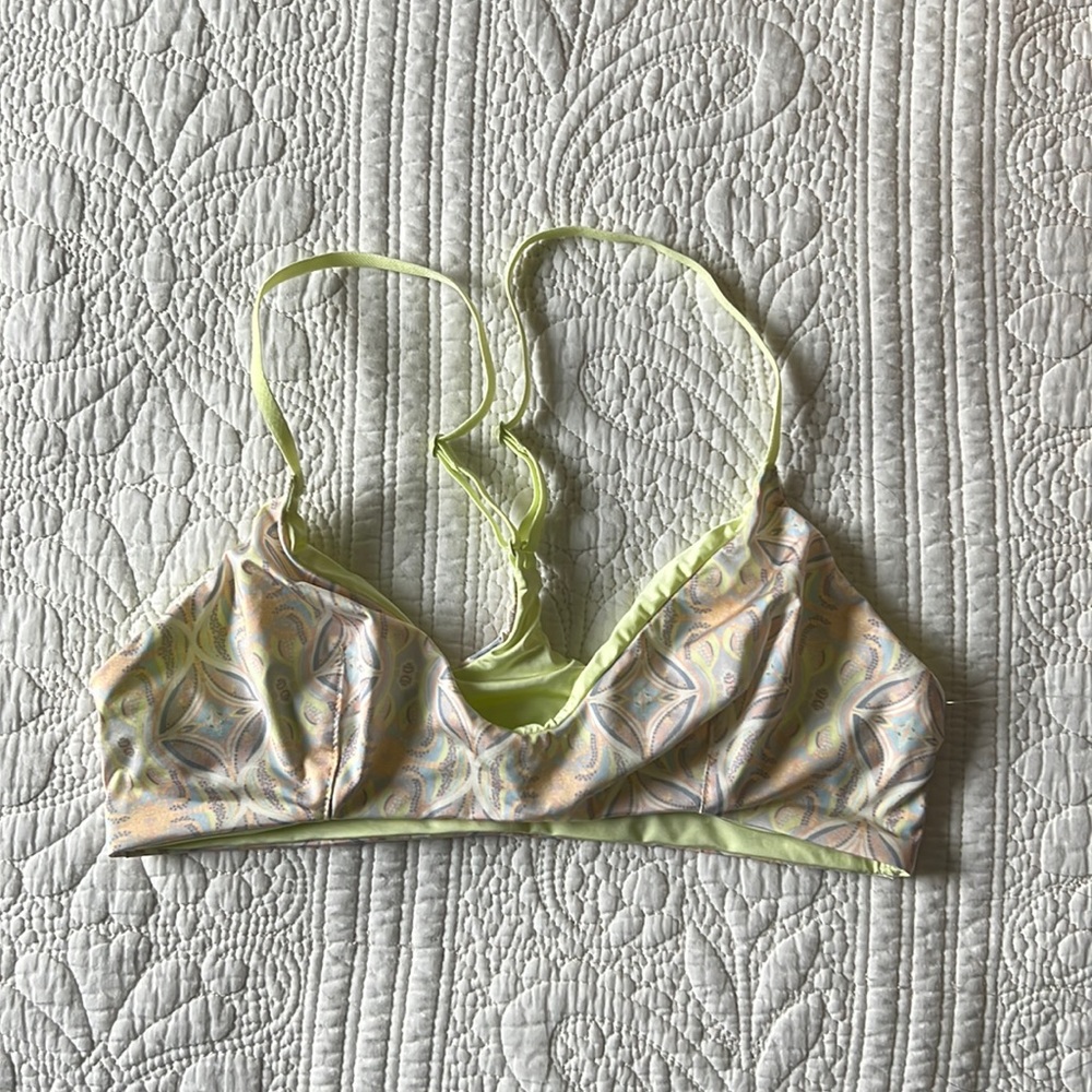 NWOT Free People Swim Bralette - Neon Yellow / Paisley (XS)
